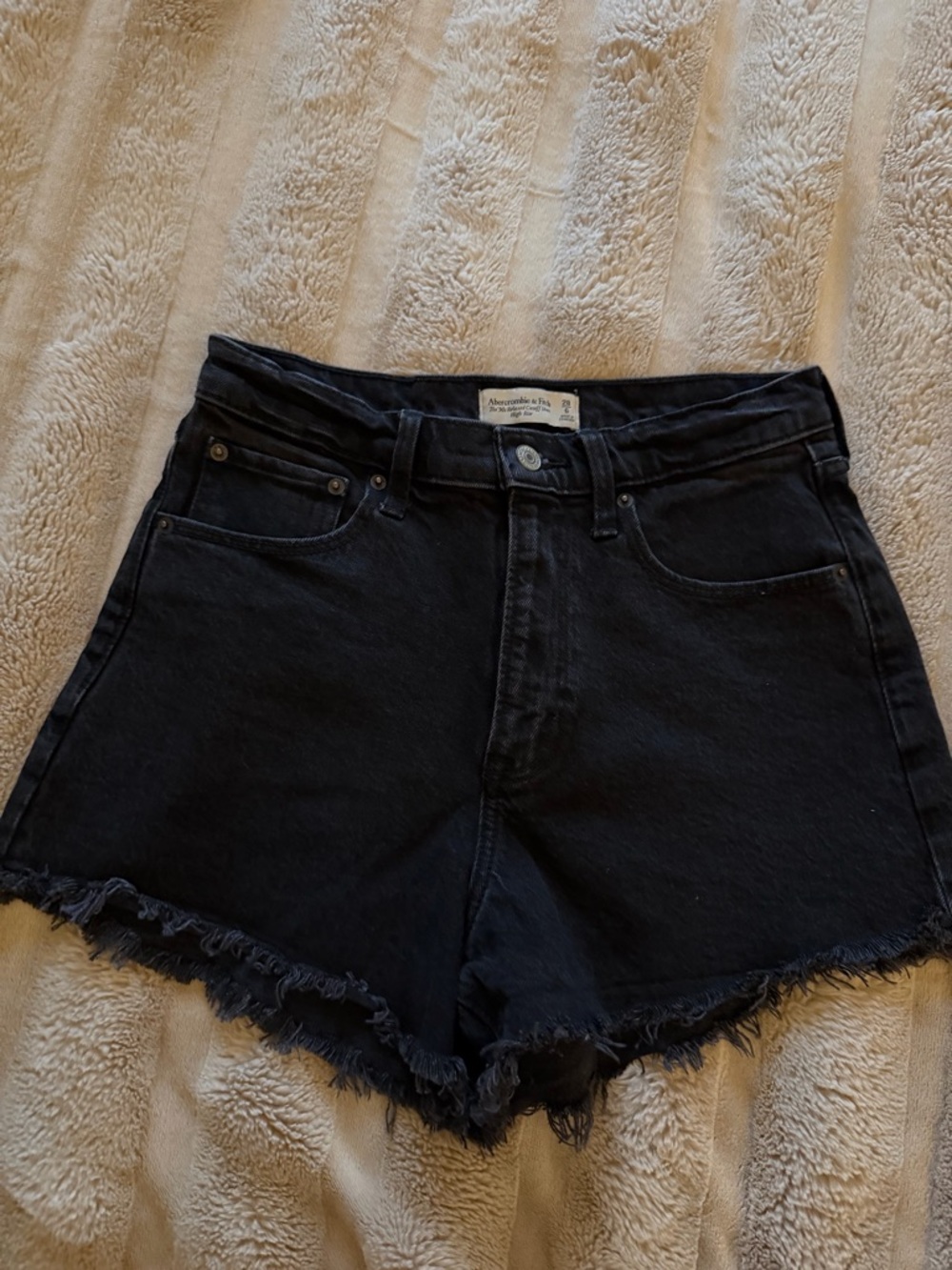 Abercrombie & Fitch Black Frayed High-Rise Jean Shorts